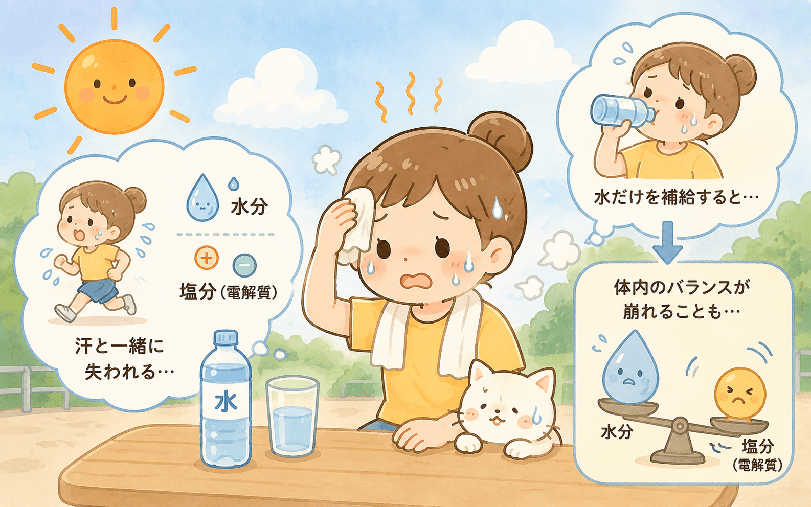水分・塩分補給をイメージした写真