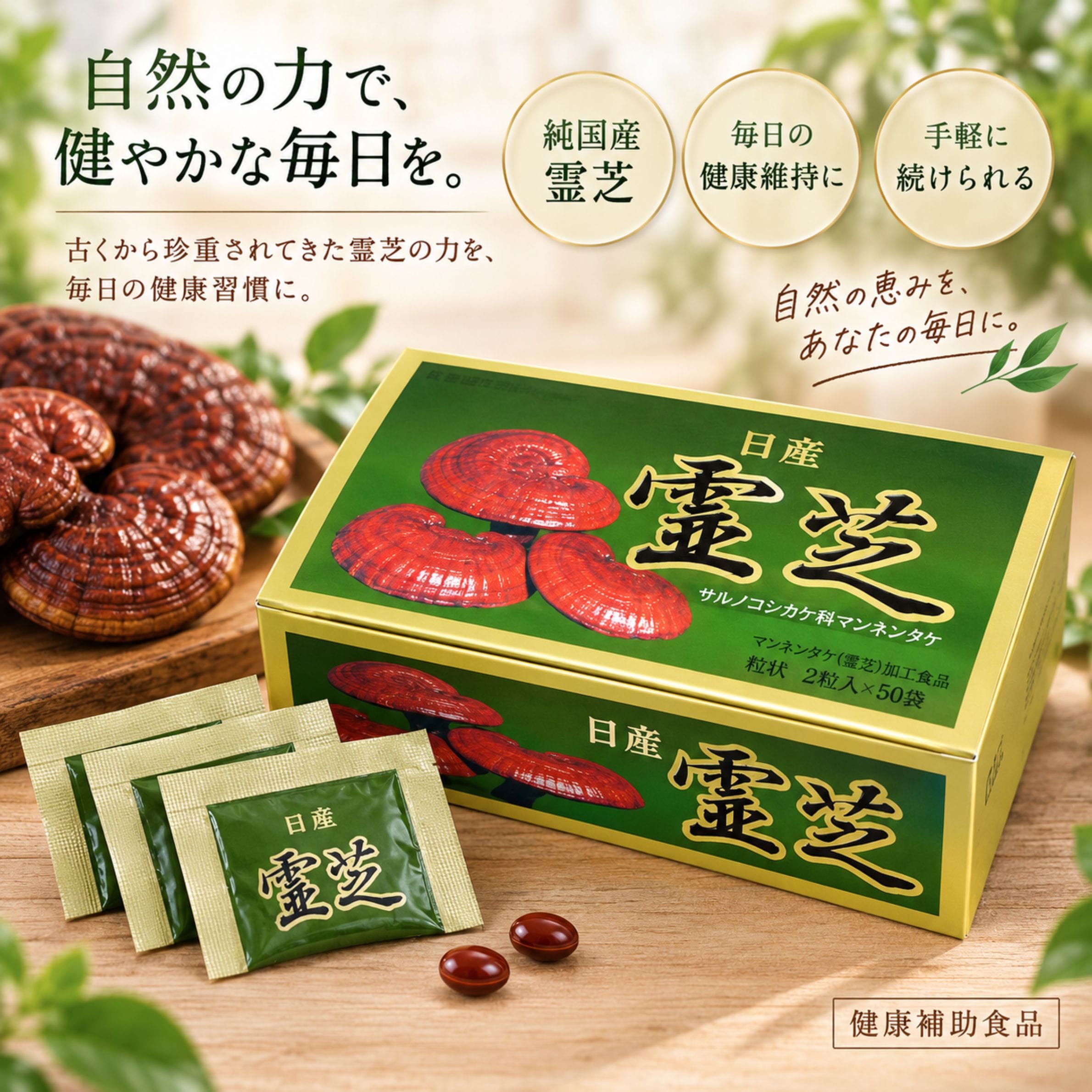 日産霊芝 粒状 39.5g 国産赤霊芝100%